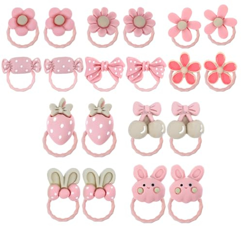 Ymapinc 20 stycken söta hårsnoddar damer små kaniner hårsnoddar mini blommor hårband rosa flätgummi flickor för kvinnor flickor barn presenter (10 stilar)