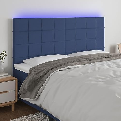 QJBSAVVA LED Kopfteil Blau 160 cm Bettkopfteil aus Stoff mit Höhenverstellung 118/128 cm Beleuchtetes Wandkissen für Schlafzimmer Jugendzimmer