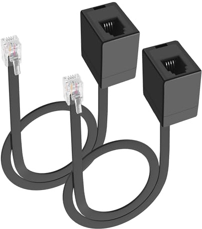 MEIRIYFA Cavo di prolunga RJ9 4P4C maschio a femmina, adattatore cavo di separazione rapida per scrivania, ufficio, telefoni (2 pezzi, 25 cm)