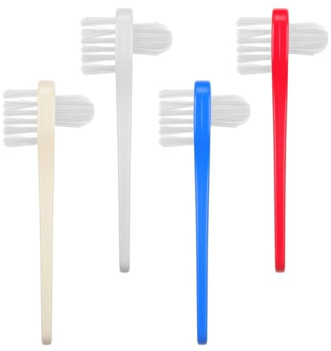 Set di 4 spazzolini da denti rigidi su entrambi i lati, per protesi, pulizia efficiente delle protesi, per protesi, protesi dentarie, dentiere, retainer, allineatore, binario dentale