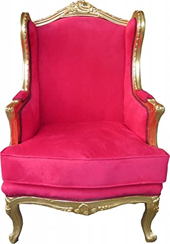 Casa Padrino Barock Lounge Thron Sessel Rot/Gold - Ohren Sessel - Ohrensessel Tron Stuhl