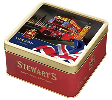 Stewart's - Vintage Bus & Big Ben Shortbread Gifting Tin (125g) - Traditionally Made Luxury Scottish Shortbread, Delicious Melt-In-Mouth Biscuits, Collectable Treat to Share, 40 Years Heritage