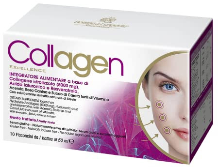 Bottega di LungaVita Natural Products INTEGRATORE ALIMENTARE COLLAGEN EXCELLENCE a base Collagene, Acido Ialuronico e Resveratrolo, arricchito con Vitamine e Sali minerali, Collagene da bere.
