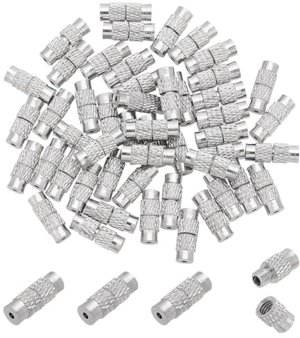 PH PandaHall 50 Sets Messing Schraubenverschlüsse Fass Schmuck Endspitze Kappen 12x4mm Twist Verschlüsse für Armband Halskette Choker Schmuck DIY Handwerk Herstellung, Platin, Loch: 1mm
