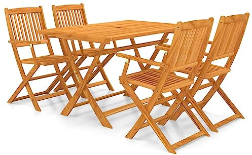 vidaXL Akazie Massiv Gartenmöbel 5-TLG. Gartengarnitur Gartenset Sitzgruppe