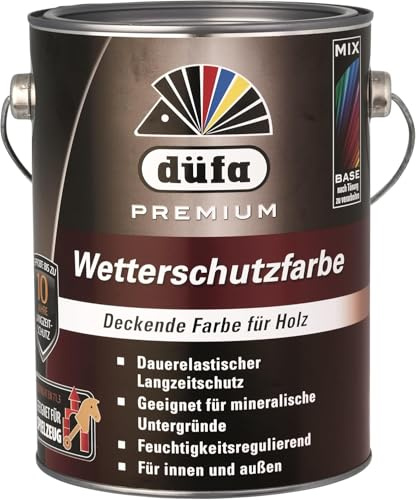 düfa Premium Wetterschutzfarbe BRAUN 2,5L Holzfarbe Dauerschutzfarbe Holzlack │ Wasserbasiert │ für Innen & Außen