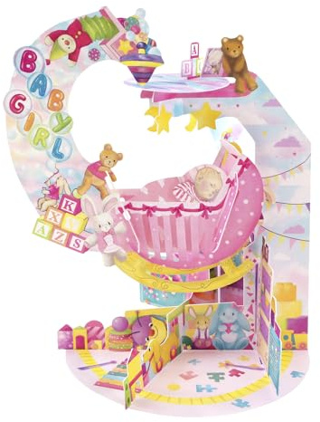SANTORO Pendule, Carte De Vœux Pop-Up 3D – Bébé Fille – Pour Nouvelle Petite Fille, Premier Anniversaire | Cadeaux De Baby Shower Pour Fille | Carte De Félicitations Pour Bébé