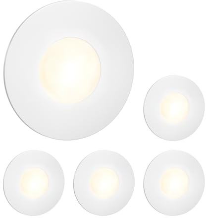 ledscom.de 5x LED Treppenlicht/Wandeinbauleuchte FEX für innen und außen, rund, 85mm Ø, warmweiß