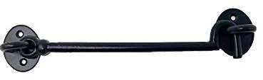 ZEROplus 203mm Cast Iron Black Japanned Cabin Hook, Latch Catch, for Garden Gates, Sheds