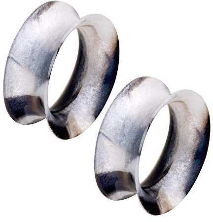 Piercingfaktor Flesh Tunnel Ohr Plug Piercing Creole Ohrring Ohrpiercing Tribal extra flexibel Weich Paar zweifarbig Schimmer Set Grau Schwarz 6mm