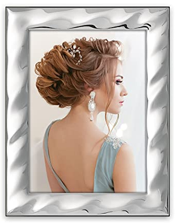 Marco de mesa de plata Plated para fotos de 10 x 15 cm, se puede colocar horizontalmente, chapado en plata. Fabricado en Italia