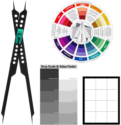 Rueda Buscadora de Colores para Artistas, Herramienta de Dibujo Divisor Proporcional Visor de 3 x 4 Pulgadas Buscador de Valor de Escala de Grises Kit de Herramientas de Dibujo de Bolsillo