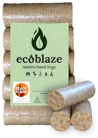 Ecoblaze Nestro Heat Logs | 10 Kg - 5 Briquettes | Long Burn Duration | Fire Logs | Eco Heat | Ideal for Wood Burner, Log Burner, Firepit, Wood Burning Stove & Chiminea | Ready To Burn