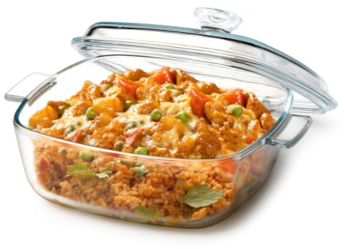 NUTRIUPS Auflaufform mit Deckel Ofen 1.2L, 17CM Glas Auflaufform mit Deckel Ofenfest, Klein