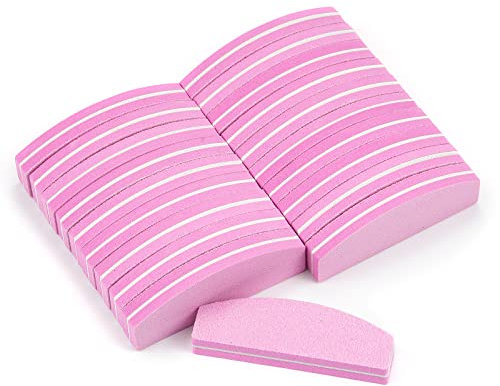 20 Taco Pulidor Uñas, Esponja de Grano 100/180 limas de uñas lima de uñas para las uñas de las manos limas de uñas de doble cara que se pueden lavar y reutilizar Herramientas de Manicura (Rosa)