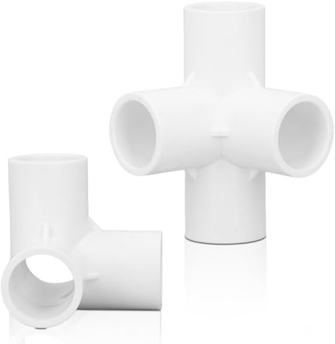 10PCS 4-Way Elbow Pipe, PVC Outlet Tube Connector 25mm Outlet Kit, Conector De Codo De 4 Vías De 90 Grados, Furniture Grade Pipe Connector Corner Fittings 4 Way PVC Elbow Fittings (Blanco)