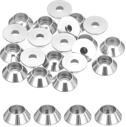 QUARKZMAN Rondelle Tazza Coniche M3, Guarnizioni Alluminio Anodizzato Guarnizione Rondella Testa Tazza Vite Rc/Fpv/Pc/Drone/Accessori Meccanici Parti Modello, Pz20 (Argento)