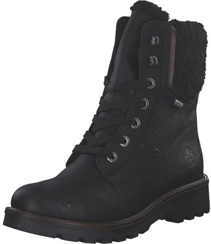 Rieker Botas de mujer 73230 con cordones, color negro, talla 38 EU, Negro, 38 EU