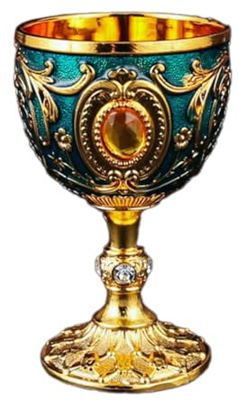 MagiDeal Vintage mittelalterlicher Kelch Desktop Decor Neuheit Mehrzweck Jahrestag Handwerk Legierung Weinbecher Zeremoniell Drinkware, Blau