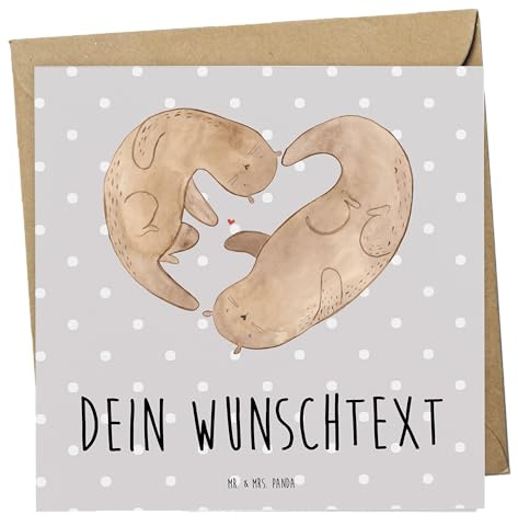 Mr. & Mrs. Panda grußkarte personalisiert Otter Herz - Personalisierte Geschenke, Grußkarten, Postkarte, Liebe, Karte, Verliebt, Karten, Hochzeitstag