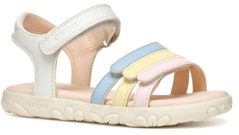 Geox J SANDAL HAITI GIRL, Girls’ Sandal, White/Multicolor,