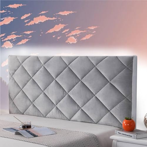 Generisch Bett kopfteil bezug Kopfteilkissen für Doppelbett gepolstert Bezug für Kopfteil weich waschbar für Schlafzimmerdekoration grau 180 cm