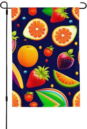 Xzdlxj Bandera decorativa de fresas y peras para exteriores. Duradera, para todo tipo de clima, doble capa, resistente a las arrugas para terraza, patio, porche, jardín, color negro
