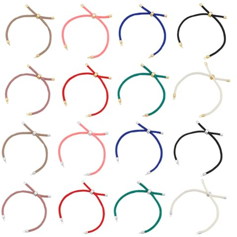 UNICRAFTALE 16 pz 16 colori Nylon Twist Cord Bracciale Making Set 22-23cm Braccialetti Scorrevoli Nylon Cord Catena Maglie Bracciale con Ottone Accessori Regolabile Bracciale Catene per Fai Da Te