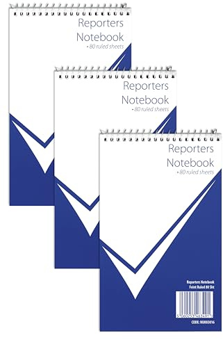 nu: Notebooks - Office Range - Reporters Notebook - Wirebound Notebook - Stationery Notebooks - Writing Pad - 80 Pages - Multipack of 3