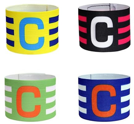 4 Stück Kapitänsbinde Kinder, Multicolor Gummizug,Spielführerbinde Elastic Kapitänsbinde Fussball,Verstellbare Kapitänsbinde Kinder Fussball,Für Erwachsene Herren Kinder Teamsportzubehör