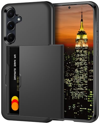 Coolden for Samsung A55 5G Phone Case with Card Holder Wallet Cover Black | Shockproof Heavy Duty Protective, Hard PC Back Soft TPU Bumper Card Holder Wallet Cover for Samsung Galaxy A55 5G Phone Case
