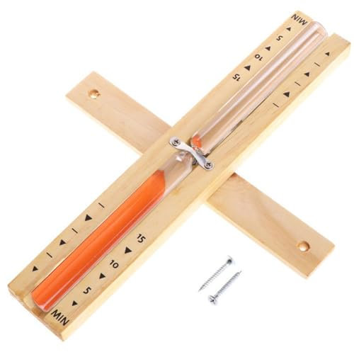 Sugeru Sauna Sanduhr - Sanduhr 15 Minuten, Sauna Zubehör aus Naturholz, 360° Drehbare Saunauhr, Saunazubehör mit Hitzebeständig Sicherheitsglas, Sanduhr Sauna mit Befestigungsmaterial (Orange)