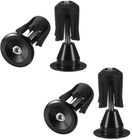 sourcing map 2 Pair Bike Handlebar End Plugs Aluminum Alloy Bar End Caps Expanding Locking Handlebar End Plugs for Most Bike MTB Road BMX Fixed Gear Bike, Black