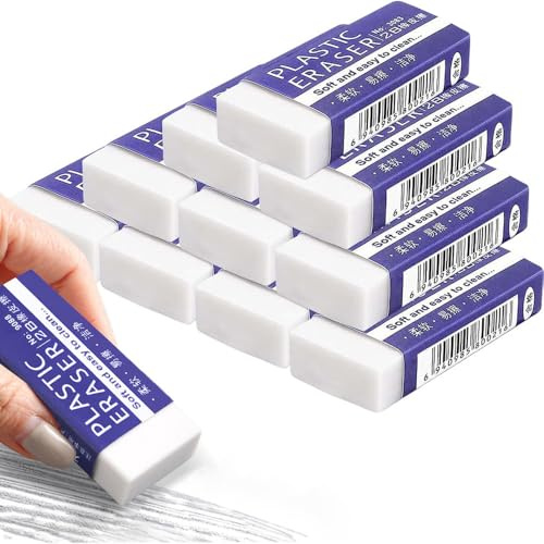 BAVALIN 10 Pcs Erasers - Pencil Erasers Multipack Rubbers Erasers for Kids, Adults Use in Schools Offices Sketches Paintings Fine Arts, Classic Latex Free Plastic Rubber Soft 2B Eraser
