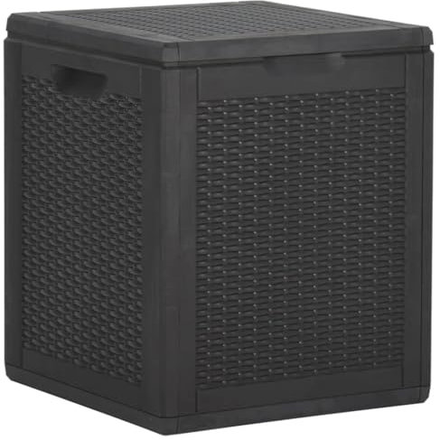 SDWEHO7 Rattan-Optik Auflagenbox Kissenbox Wasserdicht Gartenbox Gartentruhe Truhe Box Aufbewahrungsbox für Terrasse & Balkon, Polypropylen, 90 L Schwarz