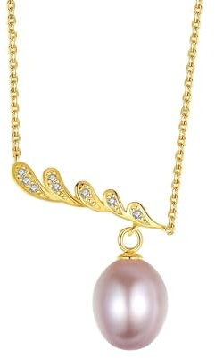 Aotiwe Damen Halsketten, Damen Halskette 925 Perle mit Zirkonia Lila Trachten Schmuck für Damen