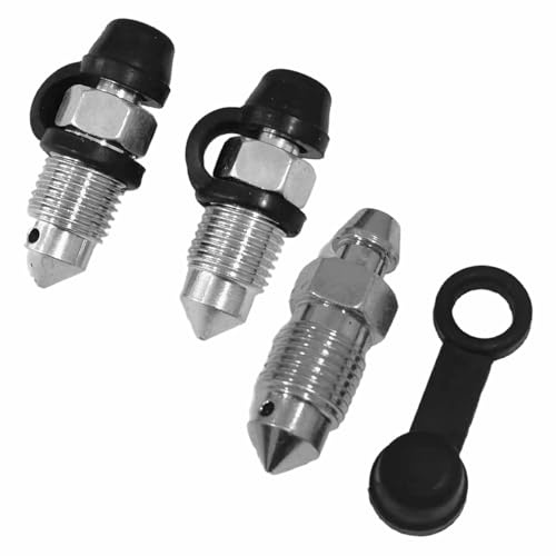 4Pcs M10x1mm Bolt Bleed Screw with Dust Cap Disc Brake Caliper Exhaust Screw Galvanized Metal Bleed Accessories for Motorcycles Cars Brake Pumps
