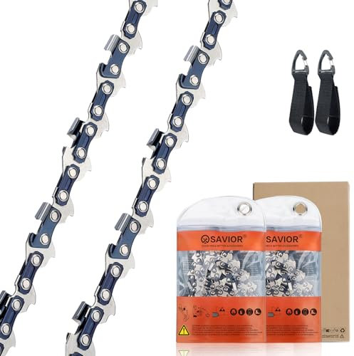 Savior Lot de 2 Chaînes de Tronçonneuse Faible Rebond .325 72 maillons 1,3 mm 45 cm Compatible avec Husqvarna, Dolmar, Ryobi et Oregon