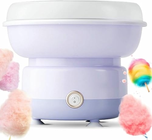 Máquina de algodón de azúcar casero, máquina de hilo dental eléctrico con cuchara, brochetas de bambú, operación de un toque, 27 cm de paleta grande, kit de fabricante de azúcar de algodón para