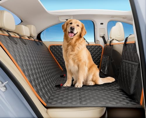 pecute Back Seat Extender for Dogs, Dog Car Seat Cover, Scratch-resistant & waterproof, Foldable Dog Hammock with Hard Bottom for Cars, Trucks & SUVs, Suitable for Travel, Camping