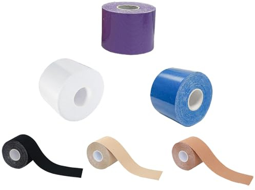 HanQZen Kinesiologie Tape 6 Rollen (5cm x 5m) - Elastischer Kinesiotapes für Sport, Bewegung und Muskelunterstützung, wasserdicht und hautfreundlich