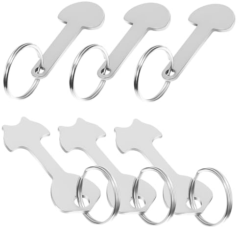 ROMISBABA 6 pièces Jetons Caddie avec Porte Clés Anneaux Surface Résistants Pendentifs pour Clés et Sacs Accessoires Courses Durables