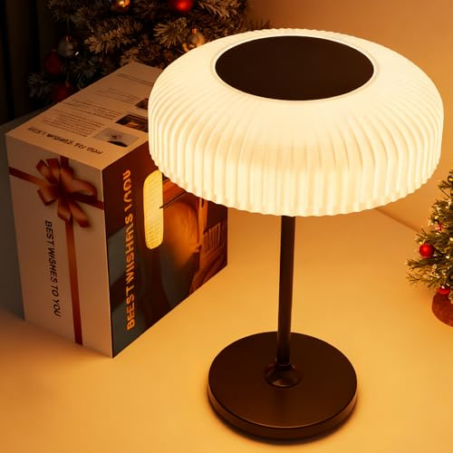 IDOGLOME Solar Outdoor Table Lamp - Waterproof Shower Lamps with Light Sensor, Touch Dimmable Cordless Table Lamp Rechargeable for Garden Patio Bathroom Bedroom, lámpara de escritorio