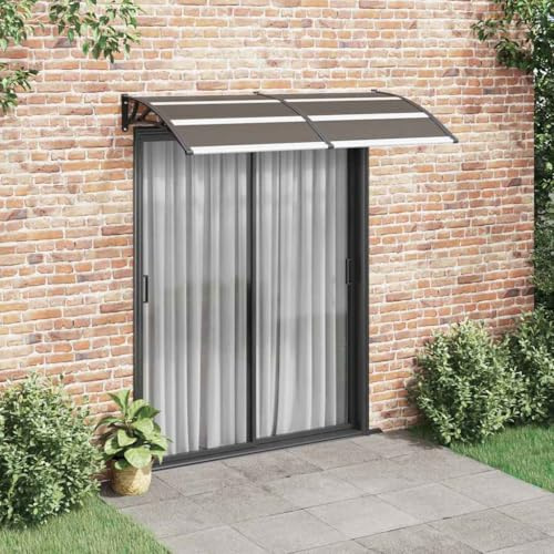 Auvent Extérieur en Polycarbonate,200x100 cm,Noir/Transparent,Marquise de Porte Extérieur,Protection Contre la Pluie et UV,Auvent de Terrasse et Porte d'Entrée,Facile à Installer,Cadre ABS Renforcé