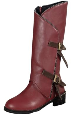 Stivali Donna Invernali,Stivali Pioggia,Moda Stivaletti Invernali con Tacco Alto Stivali Texani Bianchi Western Scarpe Stivaletti Texani con Risvolto Largo Polpaccio Stivaletto