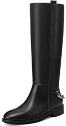 QUEEN HELENA Stivali Alti Classici Donna X33-50 (Nero Pu, Taglia unica, Sistema Taglie Calzature EU, Adulto, Donna, Numero, Media, 35)