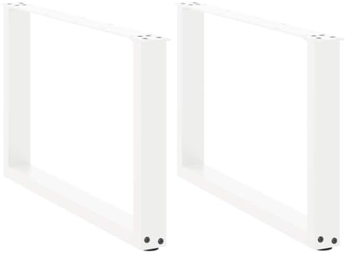 QUAHEAS Couchtischbeine U-Form 2 STK. Weiß, 60x43 cm pulverbeschichteter Stahl, verstellbare Nivellierfüße, Möbel Tischbeine Set
