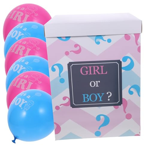 Hemobllo Caja de Revelación de Género con Globos Grandes para Fiesta de Bienvenida Caja Regalo para Shower con Globos Azules y Rosas Decoración Práctica y Segura para Eventos de Revelación