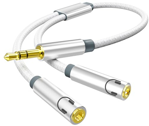 layajia Audio Splitter 3,5mm Aux Splitter Verlängerung Kabel für Zwei Kopfhörer, Klinke Kabel Klinkenstecker Adapter kompatibel mit Kopfhörer, Handy, PC, Tablet, Headset, Autoradio, Lautsprecher