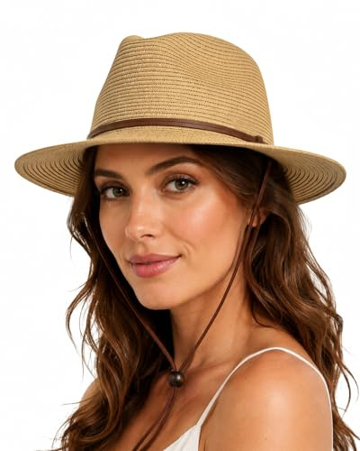 Zylioo XL/XXL Solhatt Stråhatt Stor Huvud Hatt Herr Dam Panamahatt Sommarhatt Solskydd UV-skydd Strandhatt för Semester, S-L
